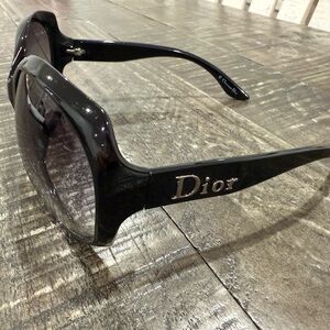 Dior *AUTHENTIC* Black Oversized Sunglasses Glossy 1